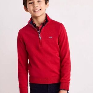 Vineyard Vines Boathouse Quarter-Zip Sweater in red 7